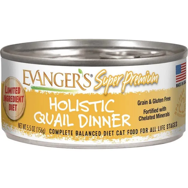 24/5.5 oz. Evanger's Super Premium Holistic Quail Dinner For Cats - Treat